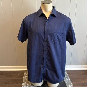 Hart Schaffner Marx Men’s Large Short Sleeve Casual Button Down Shirt Pocket
